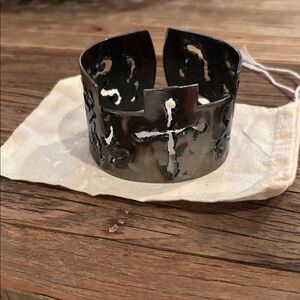 Hand Made ladies  Black Cross Cuff Bracelet